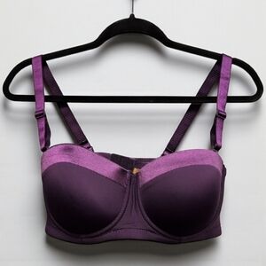 Purple Satin Underwire Push-Up Bra Adjustable Straps Smooth Finish 44DD